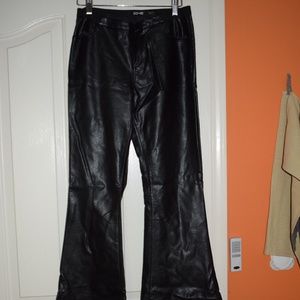 Black Flare Faux Leather Pants
